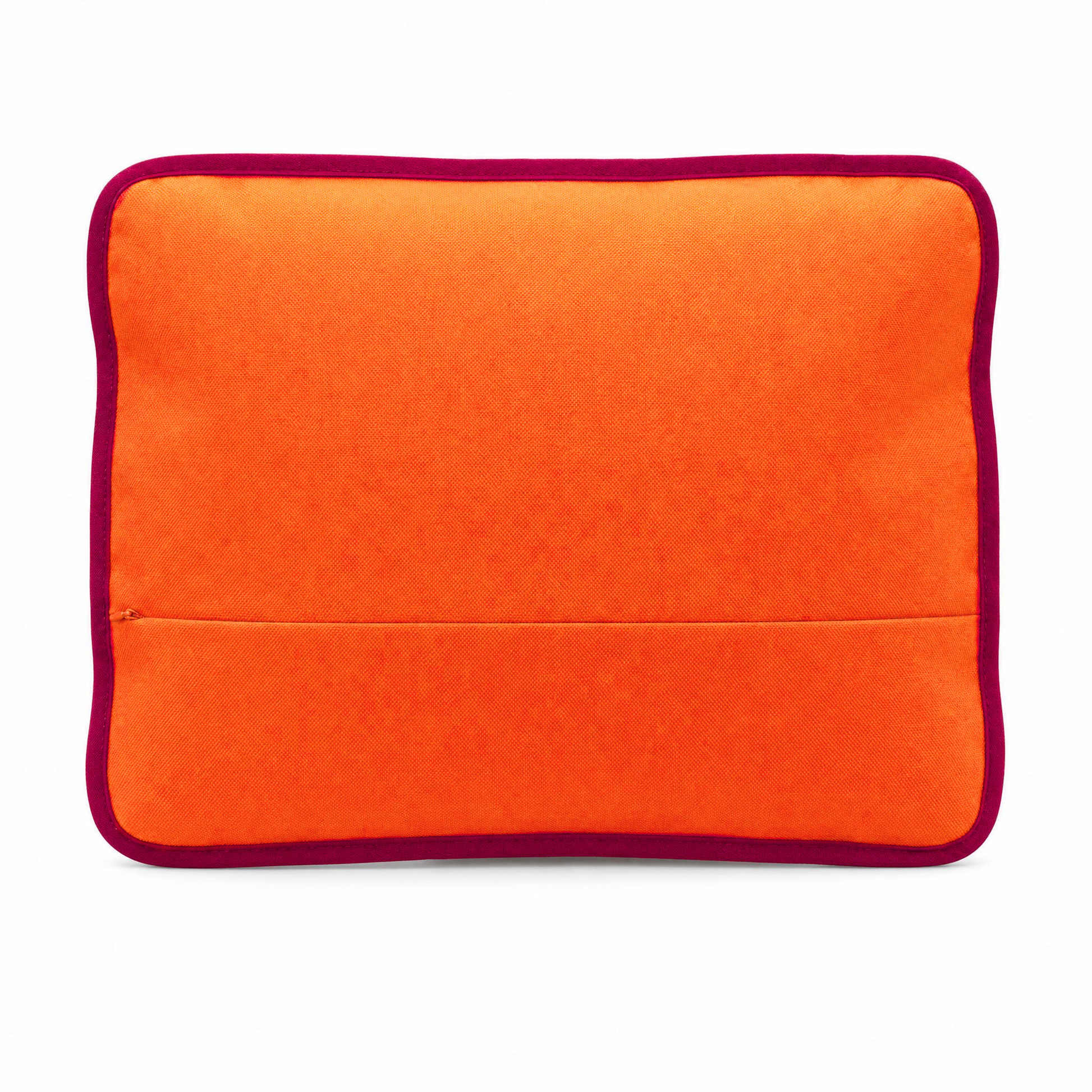 Dos imperméable orange du coussin de plage vintage Ruby ’72 avec fermeture éclair invisible et finition en biais bordeaux