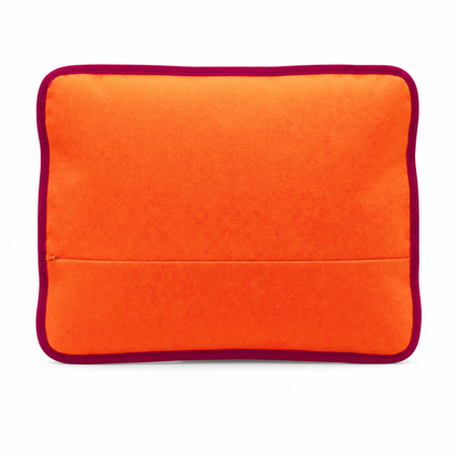 Dos imperméable orange du coussin de plage vintage Ruby ’72 avec fermeture éclair invisible et finition en biais bordeaux