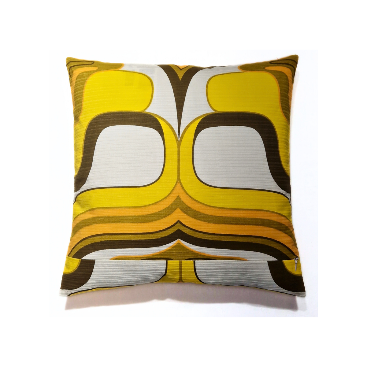 Dos du coussin d’intérieur vintage Orbit Yellow 40 × 40 cm en tissu coton authentique des années 70