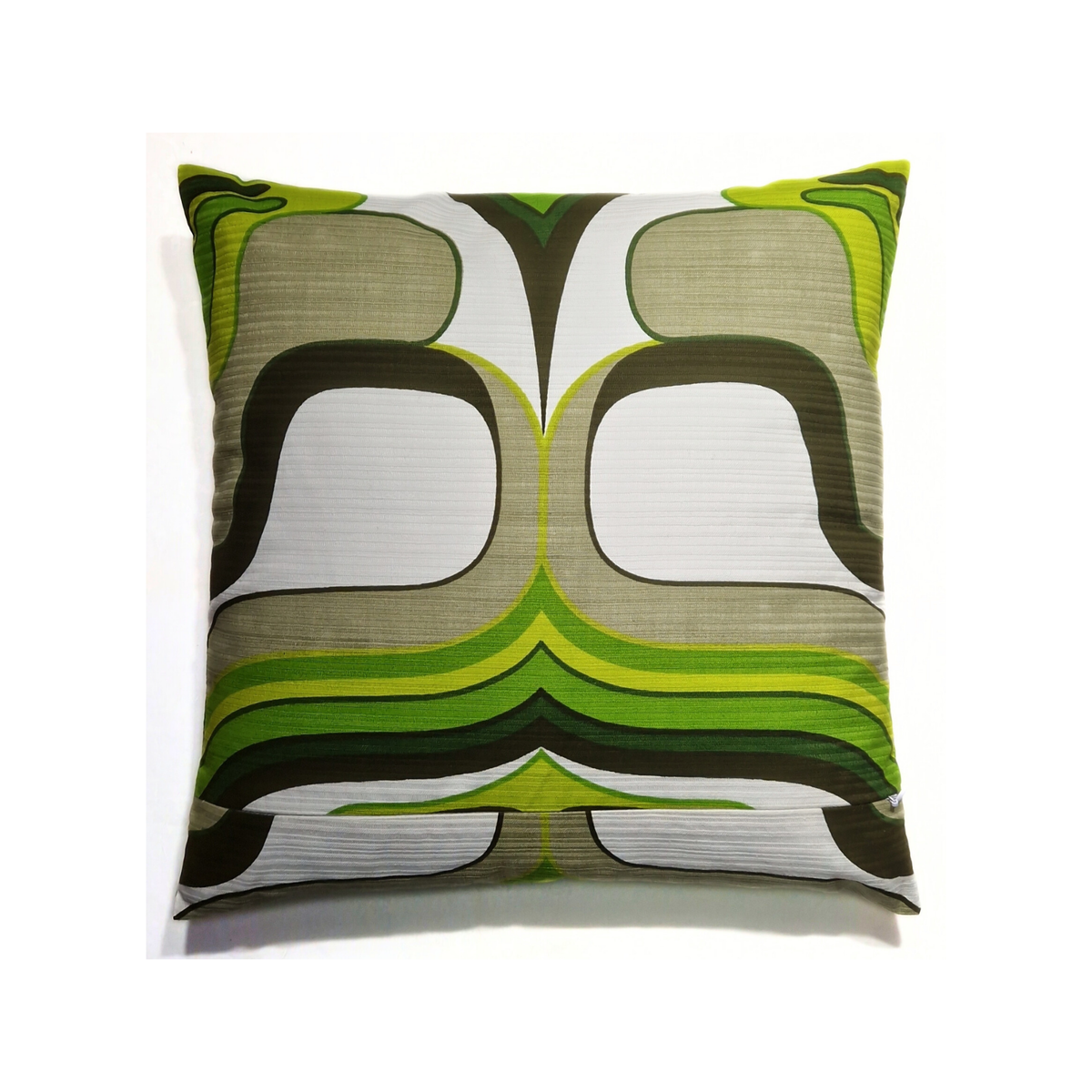 Dos du coussin d’intérieur vintage Orbit Green 40 × 40 cm en coton à motif graphique vert et blanc