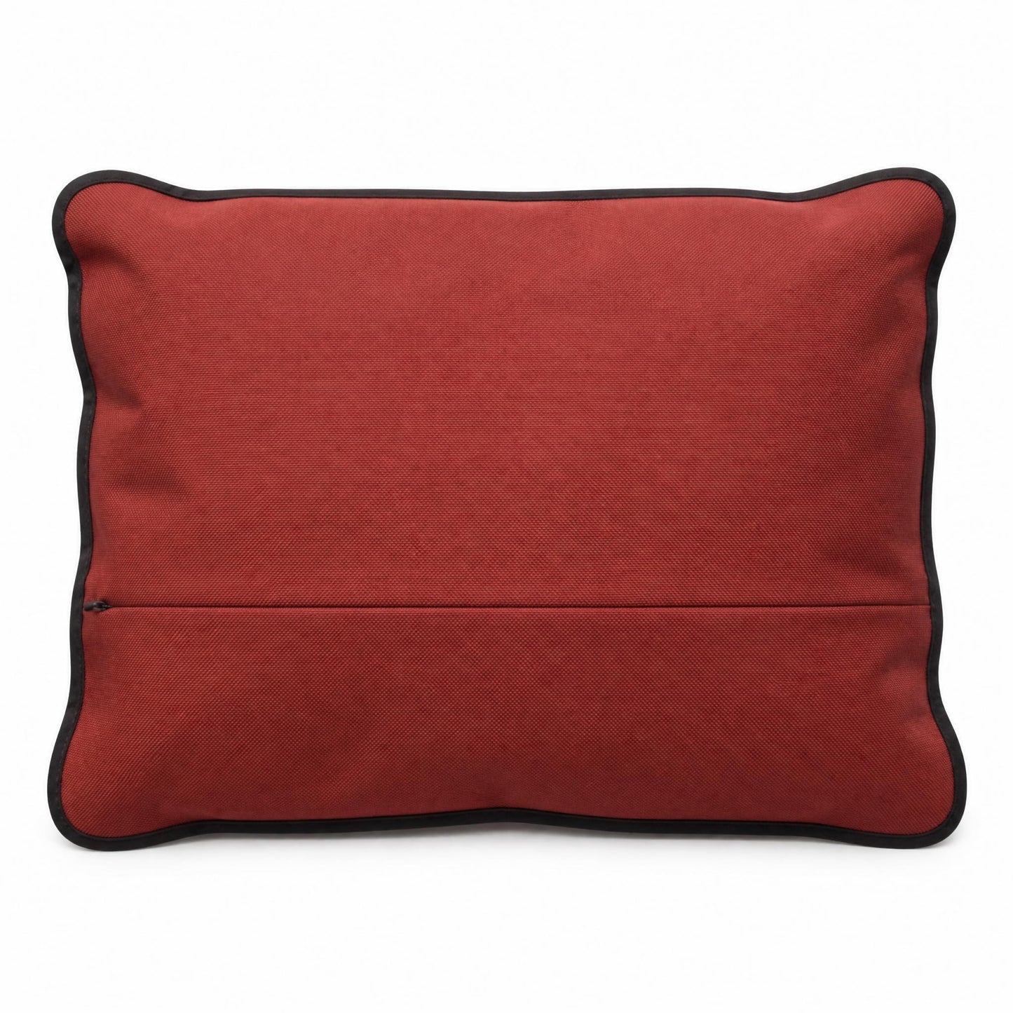 Dos imperméable bordeaux du coussin de plage vintage Riviera ’74 avec fermeture éclair invisible et finition en biais marron