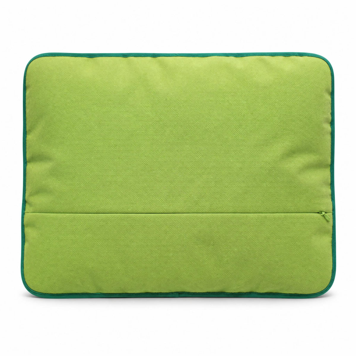 Dos imperméable vert du coussin de plage vintage Oliva ’71 avec fermeture éclair invisible et finition en biais vert